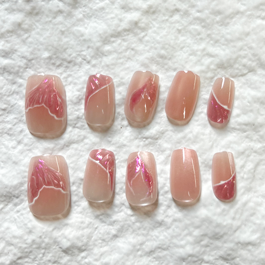10pcs premium Press On Nails nail art, pure handmade fake nail patches, cat eye nail art products, whitening short style