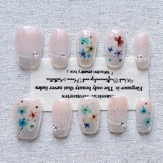 Graffiti Craft Color Handmade Short Cat Eye Nail Press on Nails Gradient Nail Electroplating Advanced Whitening New Cartoon 10 Piece Set
