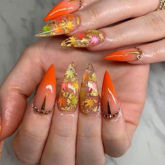 24Pcs Flora Almond Press on Nails with Glue Mori Girl Nail A
