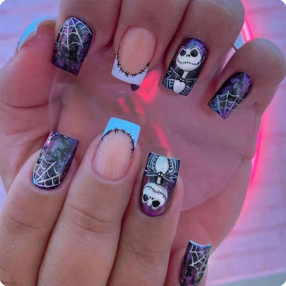 24pcs European and American Foreign Trade Halloween Christmas Nail Slices Cute Sweet Cool Ins Style Fake Nail Festival Atmosphere Press On Nails