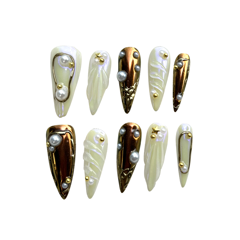 10pcs new handmade Press On Nails nail patches for cat eyes, high-end and white, detachable nail patches