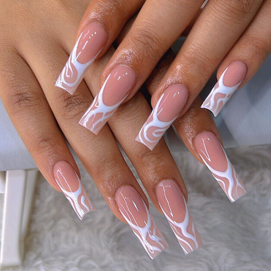 24Pcs Irregular European and American Style Sweet Cool Spicy Girl Gradient Mint Green Advanced Whitening Versatile Long Style Press On Nails