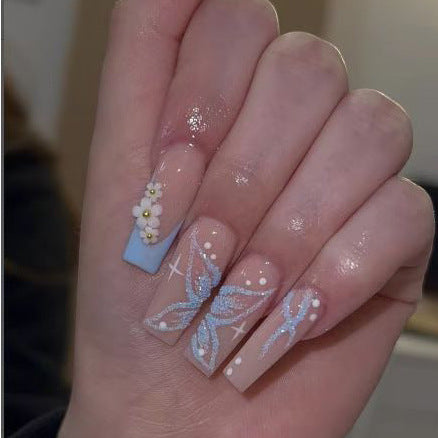 24Pcs Pink  Design False Nails Long Ballet Press on Nails