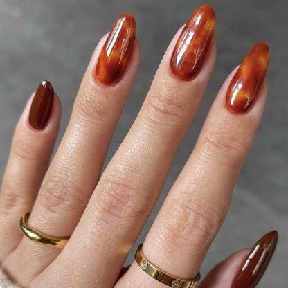 24Pcs Dreamland · New Nail Art Retro Champagne Gold Bronze Mirror Magic Mirror Powder Nail Accessories Press On Nails