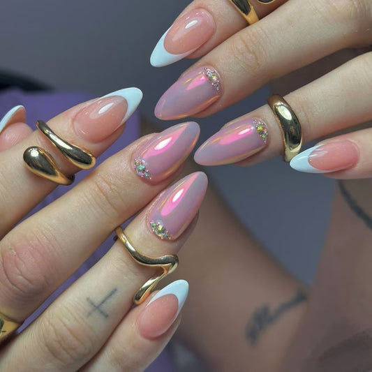 24Pcs Foreign Trade Fake Nail Press On Nails Solid Color French Removable Nail Flakes Simple Nail Flakes Nail Patch