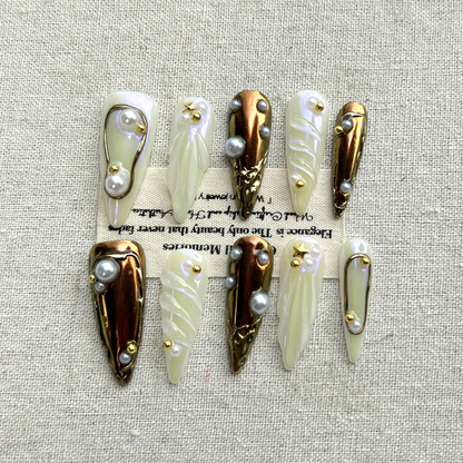 10pcs new handmade Press On Nails nail patches for cat eyes, high-end and white, detachable nail patches