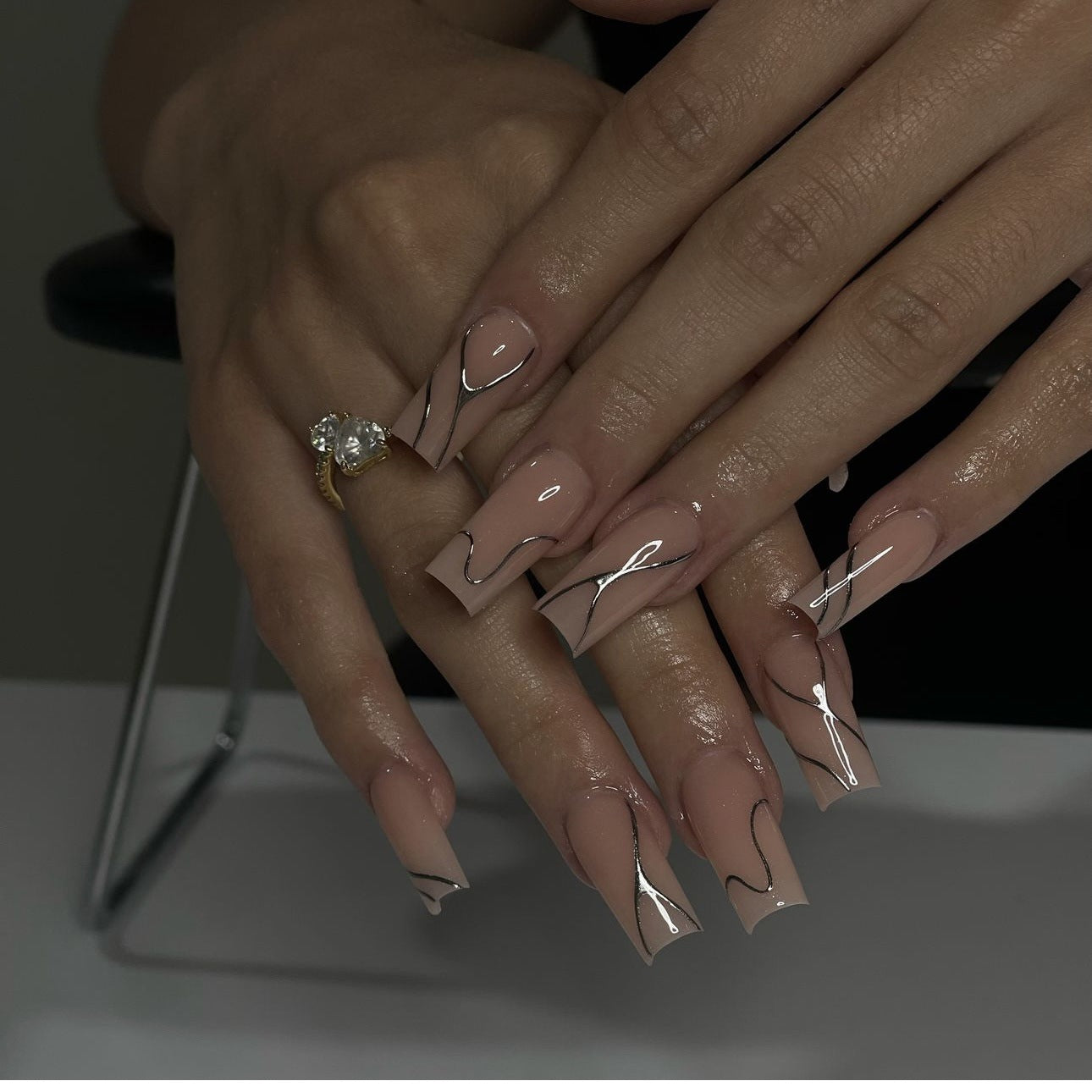 24pcs Line Spicy Girl Cool Style Press On Nails