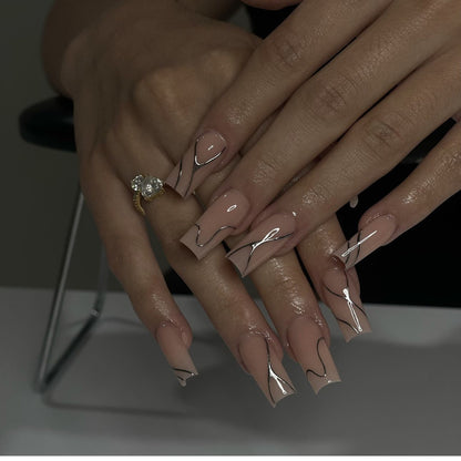 24pcs Line Spicy Girl Cool Style Press On Nails