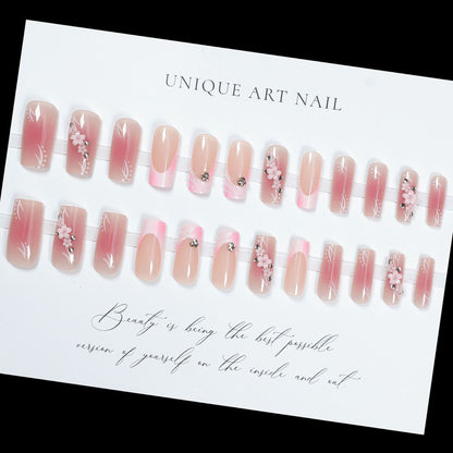 24PCS Ballet Style Press On Nails Hot Sale Press On Nails Nail Flakes French Almond Long Pipe and Other Styles Collection Fake Nails
