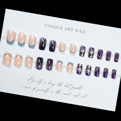 24pcs European and American Foreign Trade Halloween Christmas Nail Slices Cute Sweet Cool Ins Style Fake Nail Festival Atmosphere Press On Nails