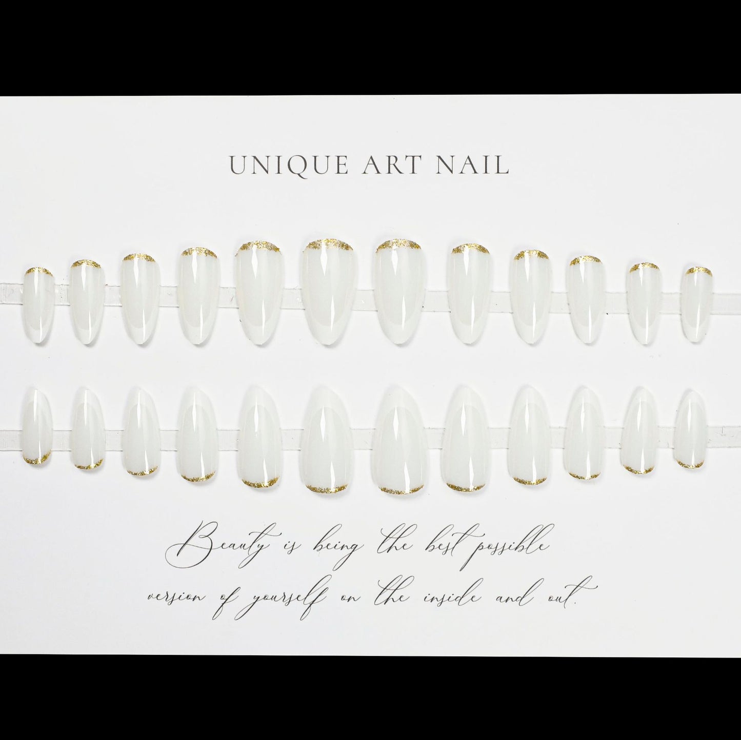 24Pcs European and American boxed Press On Nails medium to long detachable nail art pieces finished nails fake nails appear white and transparent