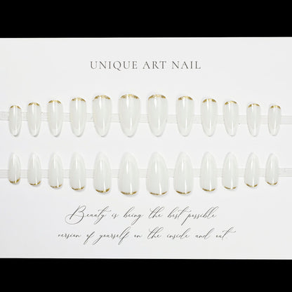 24Pcs European and American boxed Press On Nails medium to long detachable nail art pieces finished nails fake nails appear white and transparent