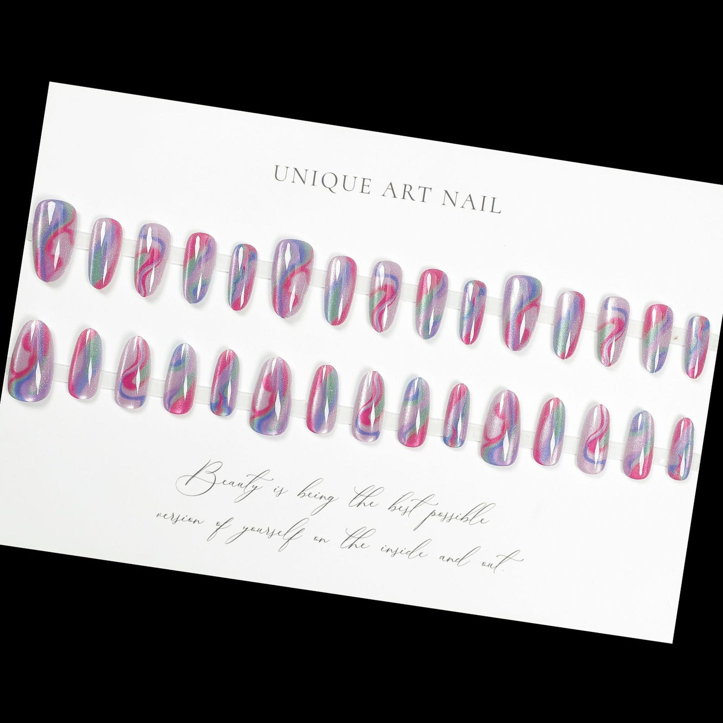 24Pcs French False Nails Almond Press on Fake Nails