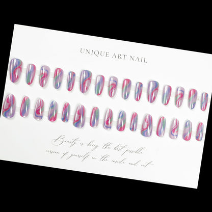 24Pcs French False Nails Almond Press on Fake Nails