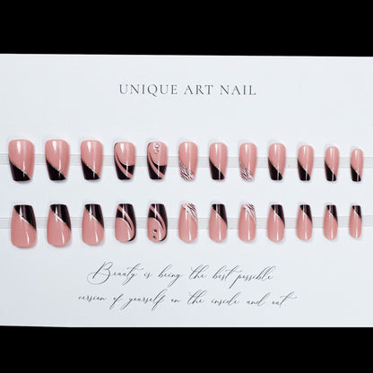 24Pcs Autumn Minimally Slanted Gradient French Little Red Book Internet Celebrity Appearance White Wearing Armor Patch Finished Product Press On Nails