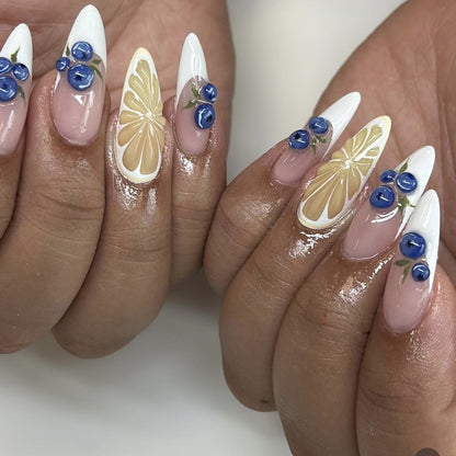 24pcs French Press on Nails Art Simple Pink Flower Star Desi