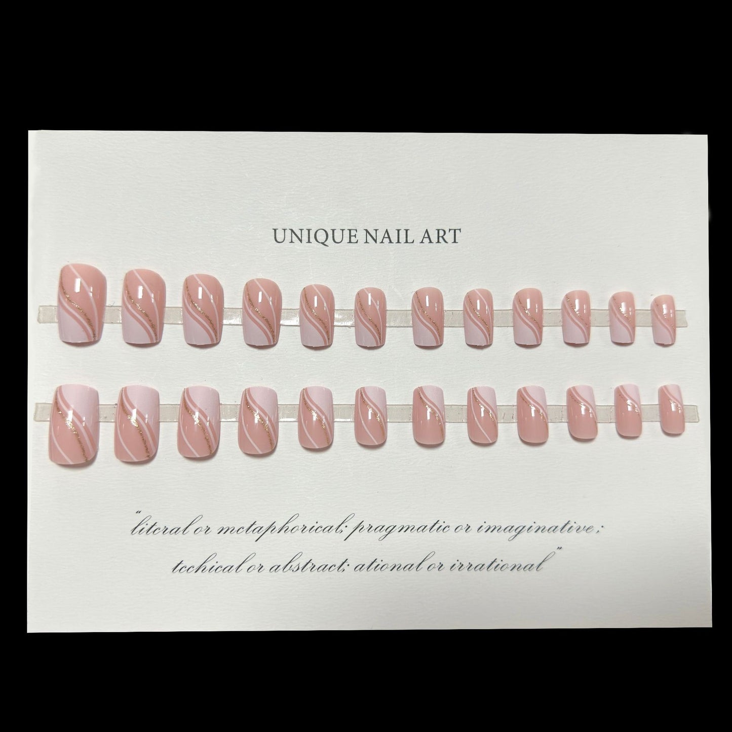 24Pcs Simple French Nails Art Tips Fake Nails 3D Design Wear Press-On Nails