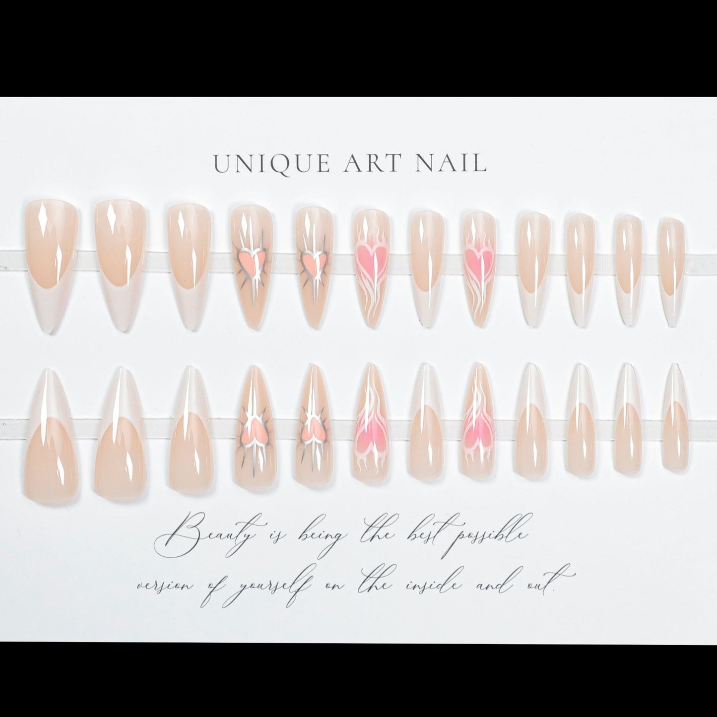 24Pcs Hot Selling 3D French Press On Nails Nail Slices Love Bow Nail Art Almond shaped Fake Nail Art Slices