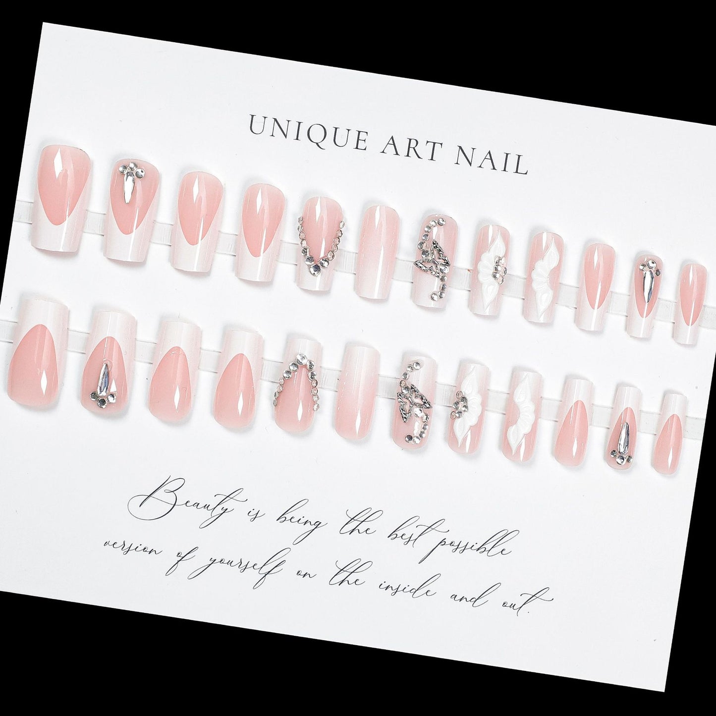 24pc detachable ballet coffin french Fake Nails with designs