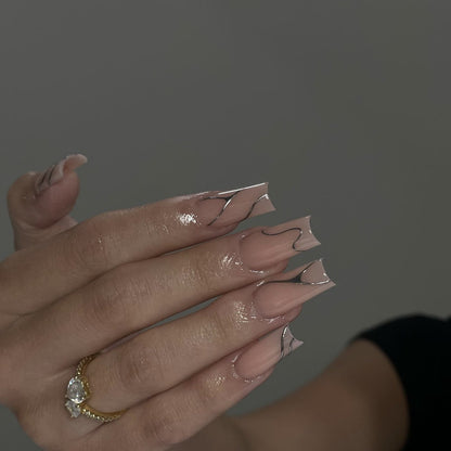 24pcs Line Spicy Girl Cool Style Press On Nails