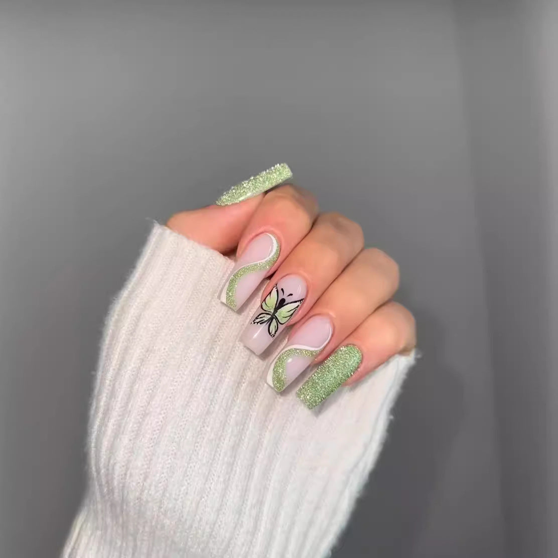 24pcs Halloween False Nails Wearable French Long Fake Nails