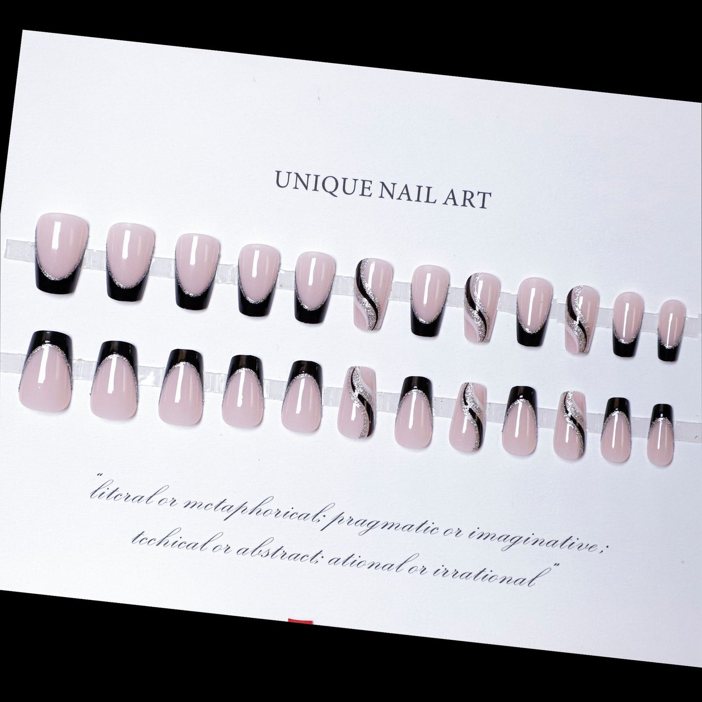 24Pcs Ballet French Coffin False Nails With Flowers Diamonds