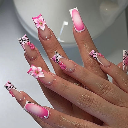 24PCS American Pure Desire Style Duck billed Nail Art Duck billed Type Y2K Millennium Spicy Girl Style Long Style Press On Nails Wearable