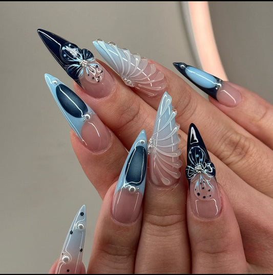 24pcs Halloween Dark Scrub Fake Nails Press on Nails Wearabl