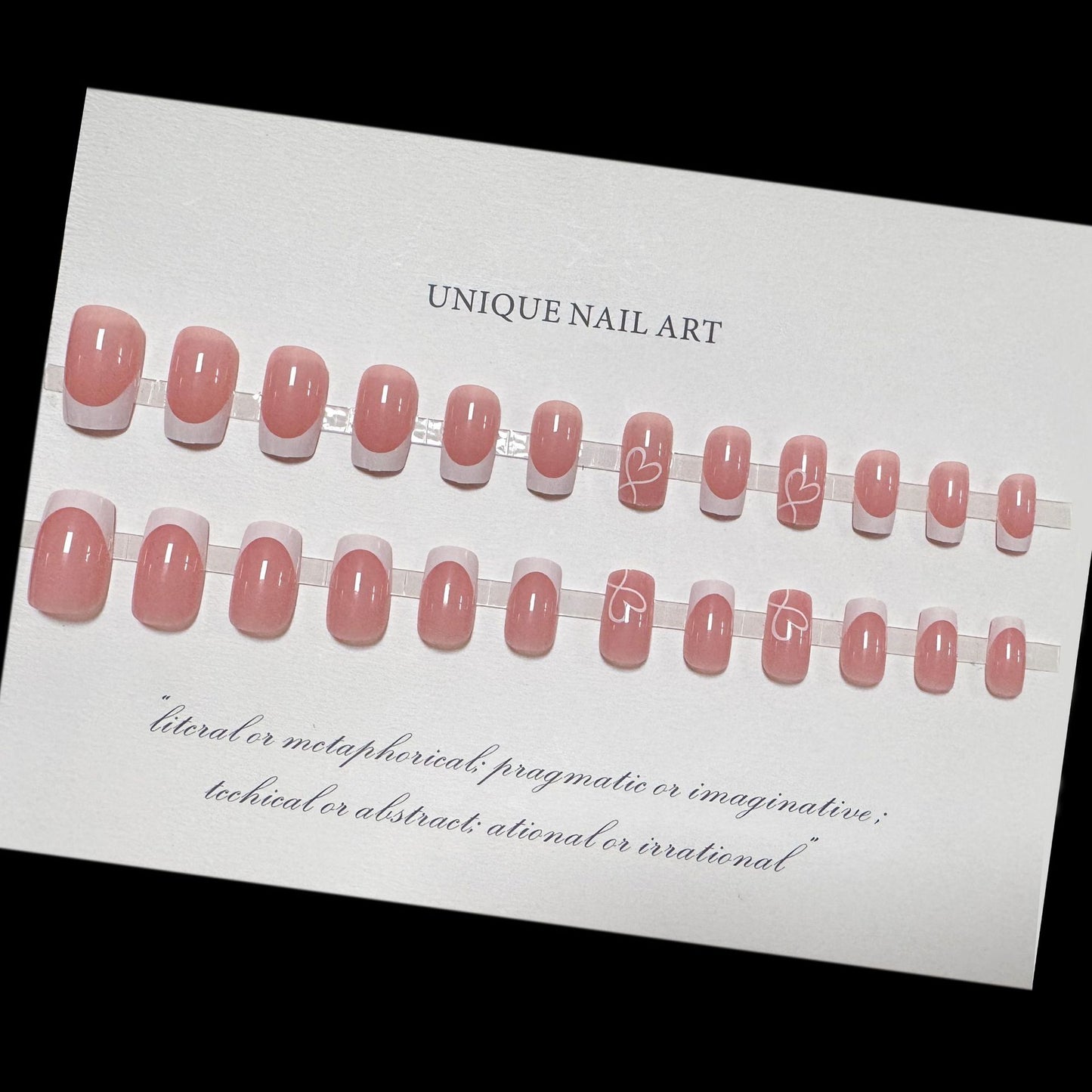 24Pcs Pink Long Square False Nails Ballet Glittring Nail wi