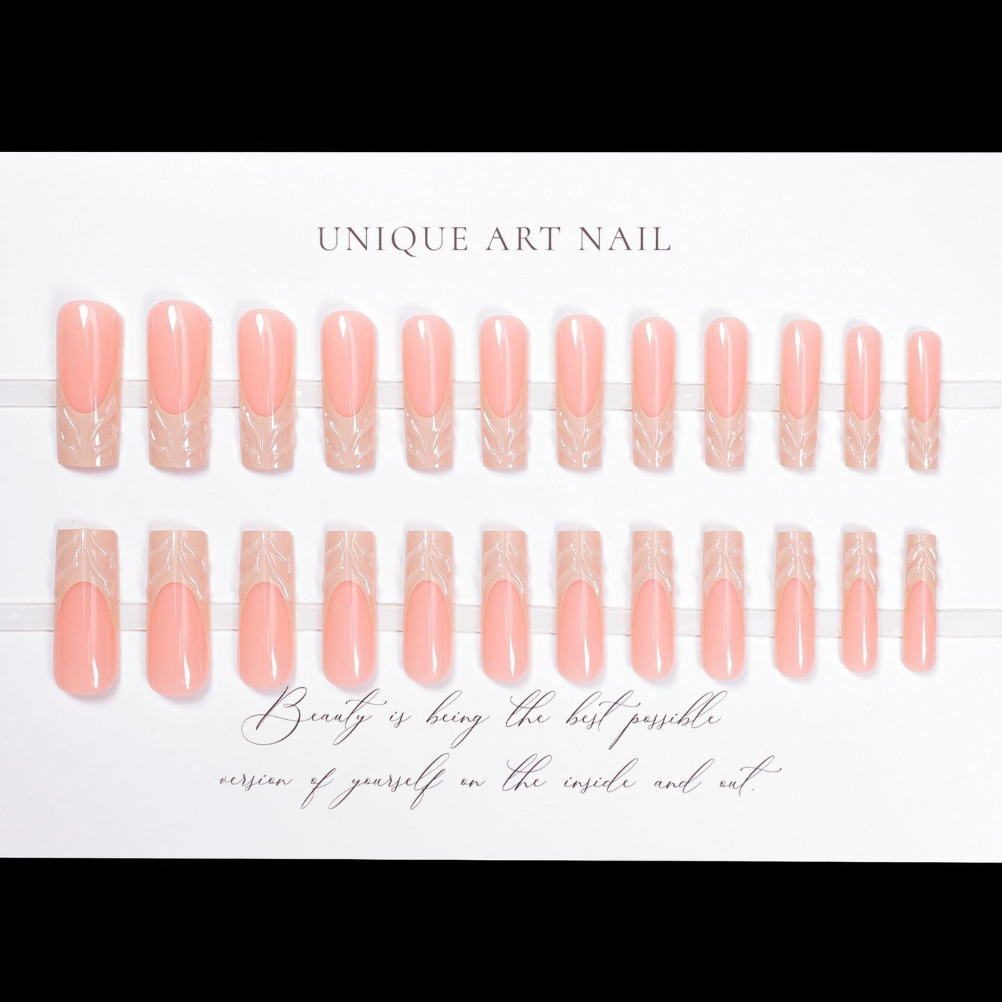 24Pcs Summer Mint Flavor Jasmine Green Princess French Hand drawn Press On Nails