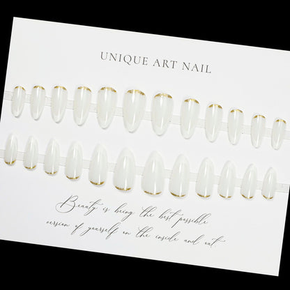 24Pcs European and American boxed Press On Nails medium to long detachable nail art pieces finished nails fake nails appear white and transparent