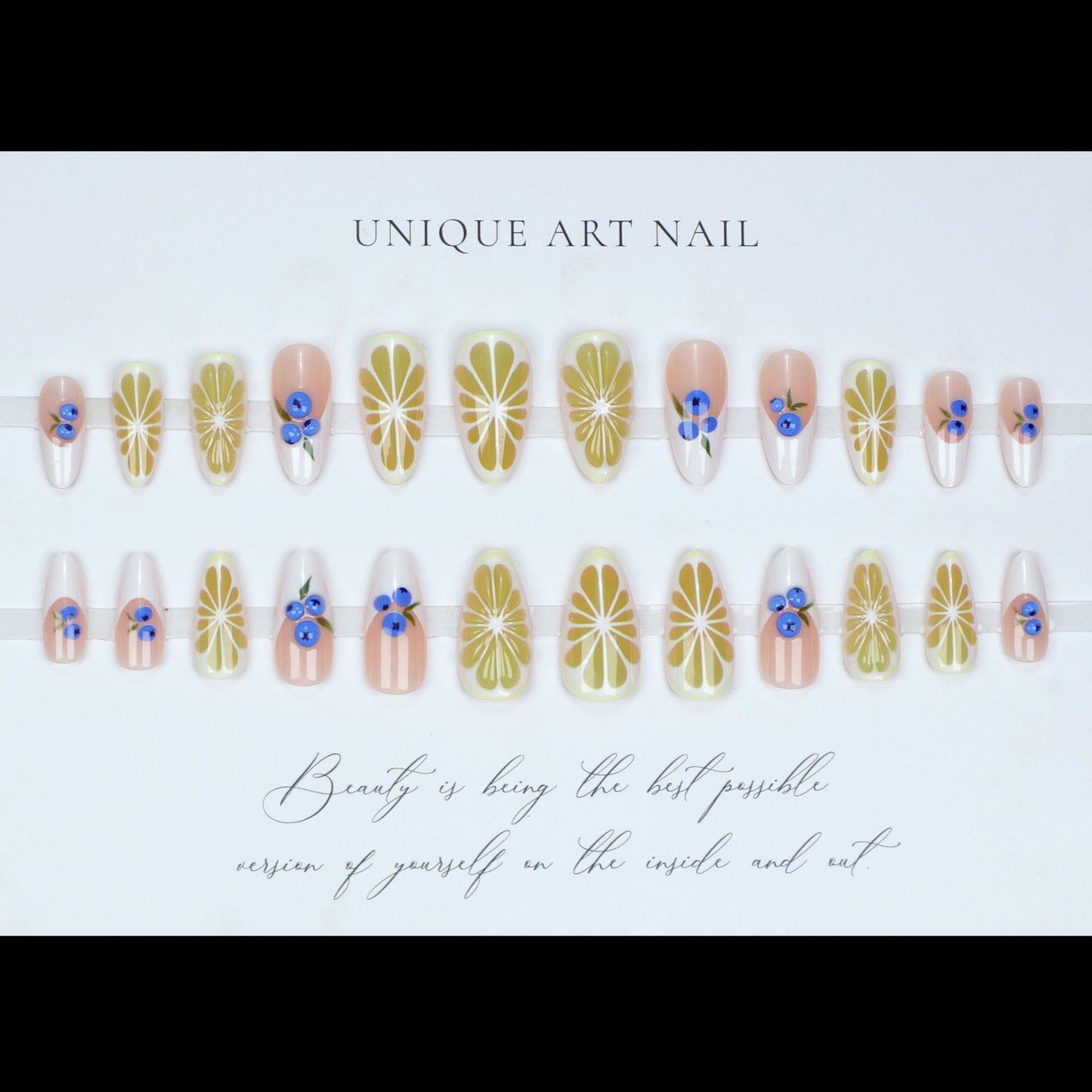 24pcs French Press on Nails Art Simple Pink Flower Star Desi