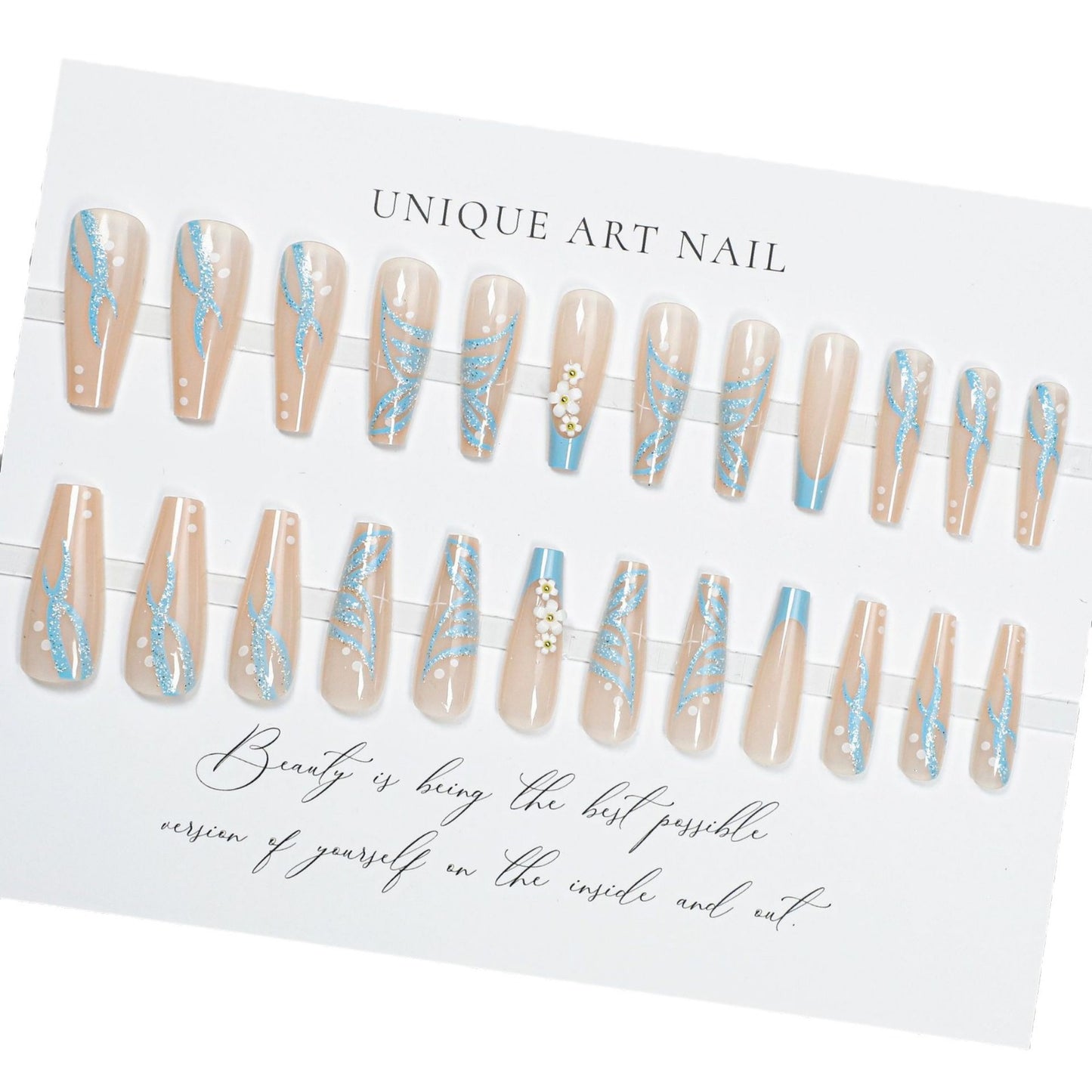 24Pcs Pink  Design False Nails Long Ballet Press on Nails