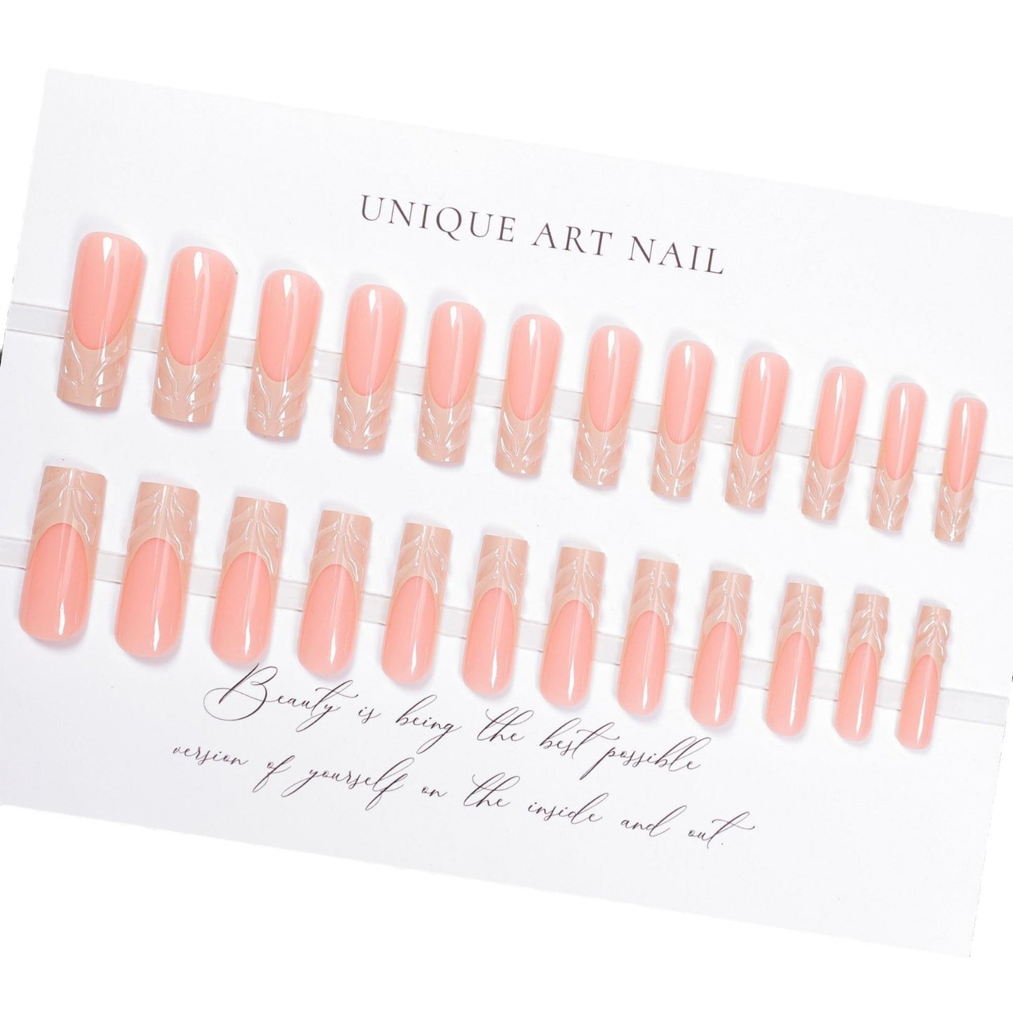 24Pcs Summer Mint Flavor Jasmine Green Princess French Hand drawn Press On Nails