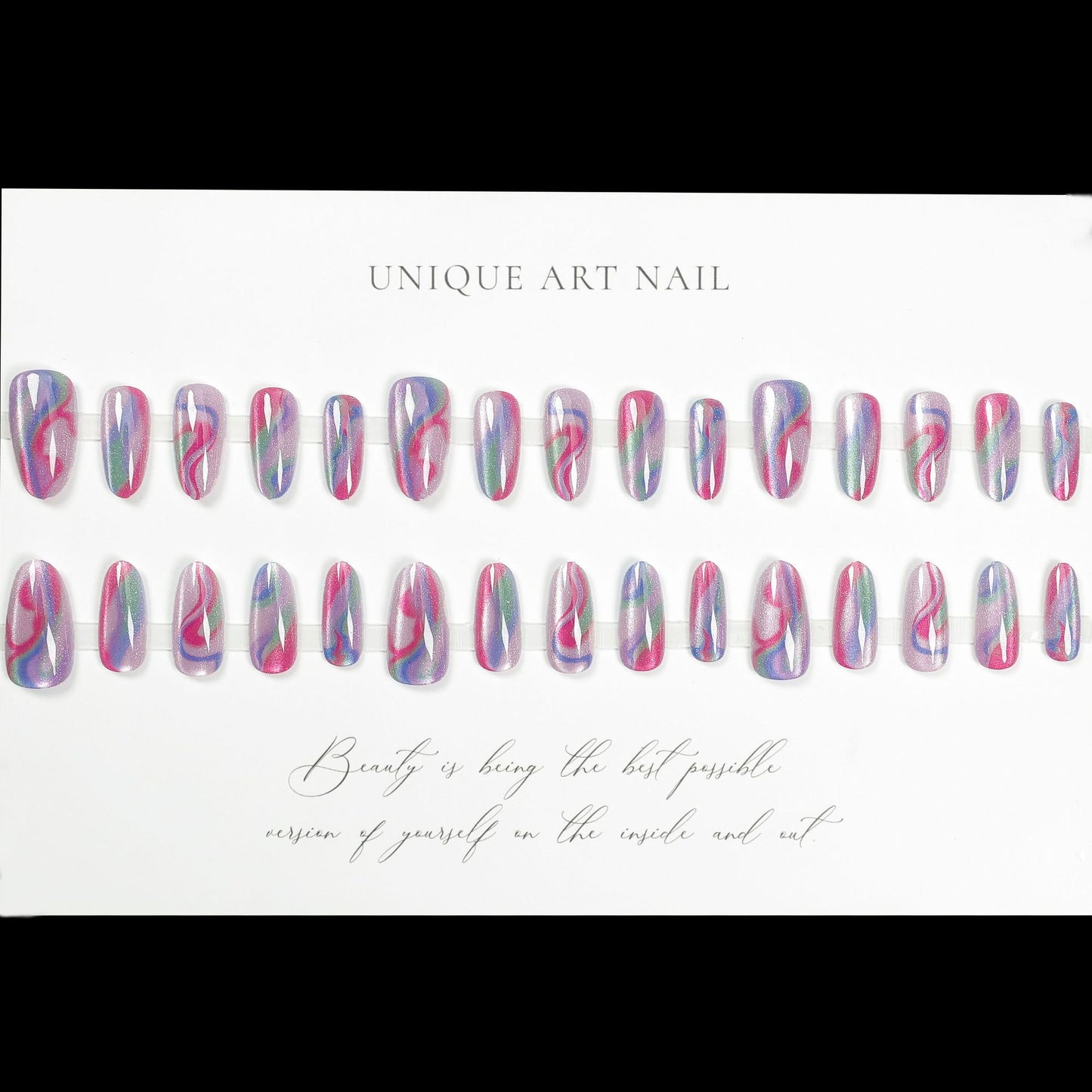 24Pcs French False Nails Almond Press on Fake Nails