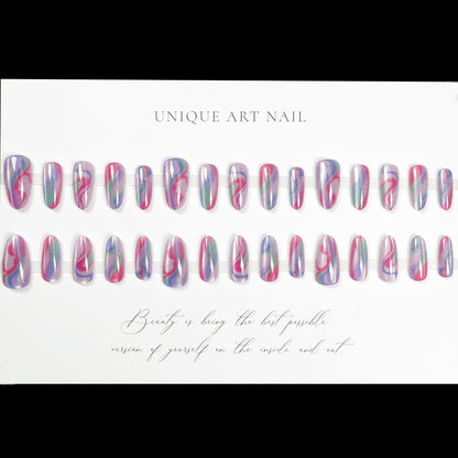 24Pcs French False Nails Almond Press on Fake Nails