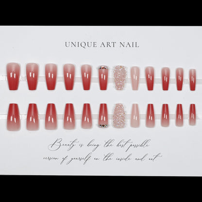 24Pcs European and American Aurora Sparkling Butterfly French Fake Nail Sparkling Ins Style Fashion Versatile Nail Slices Press On Nails