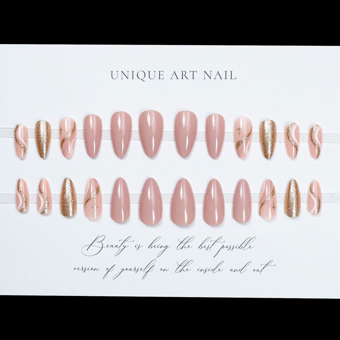 24Pcs Fake Nail Press On Nails French Wave Removable Nail Patch Simple Nail Patch