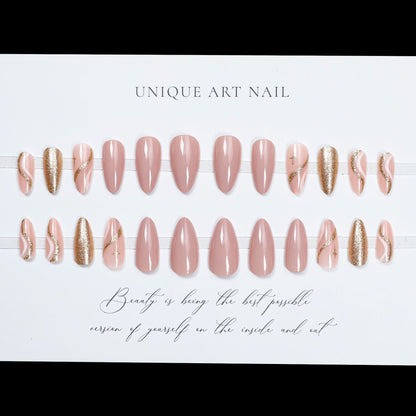 24Pcs Fake Nail Press On Nails French Wave Removable Nail Patch Simple Nail Patch
