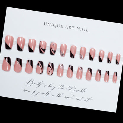 24Pcs Autumn Minimally Slanted Gradient French Little Red Book Internet Celebrity Appearance White Wearing Armor Patch Finished Product Press On Nails