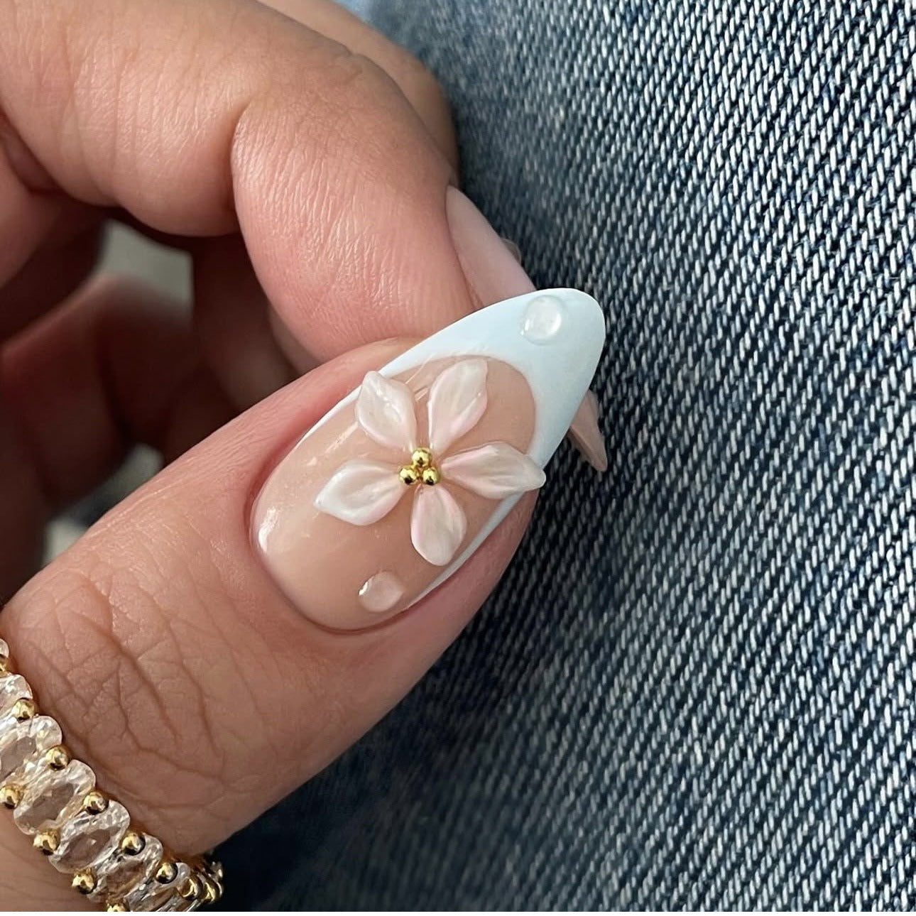 24pcs Summer Fake Nails Press on Almond Wearable 3D Butterfl