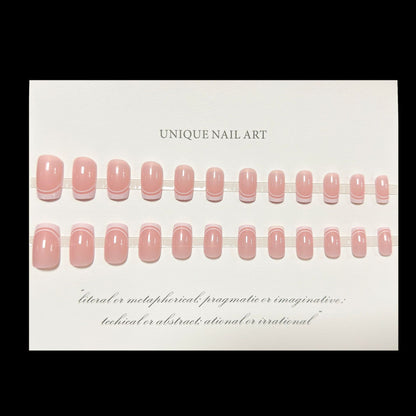 24Pcs high-end Press On Nails white French minimalist premium Kendou same style European and American square short armor
