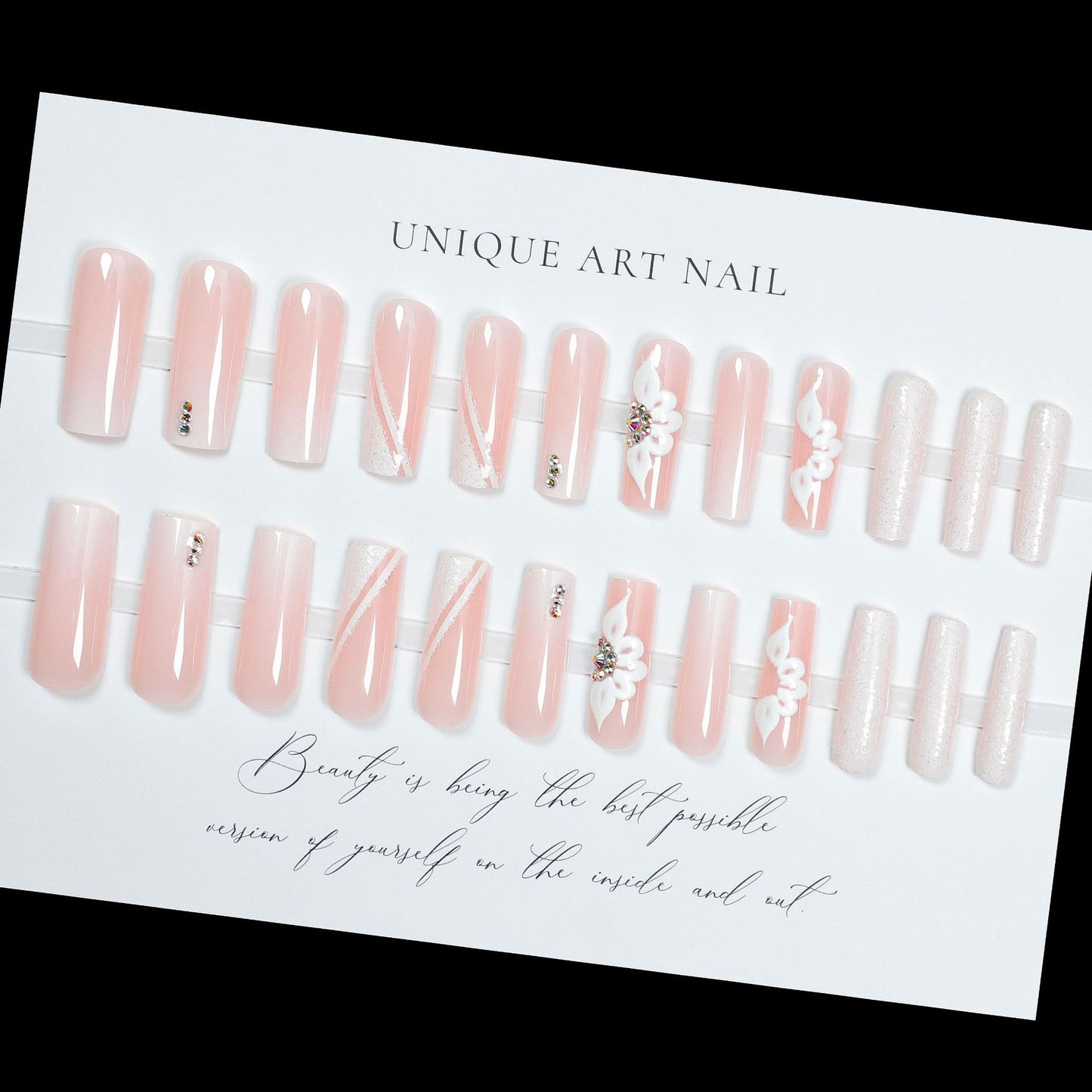 24Pcs Ballet Armor Sparkling Diamond Nail Slices Sweet and Spicy Girl Ins Style Fake Nail Diamond Press On Nails Summer New Product