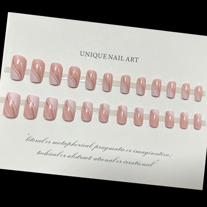 24Pcs Simple French Nails Art Tips Fake Nails 3D Design Wear Press-On Nails