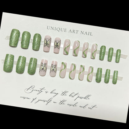 24pcs Halloween False Nails Wearable French Long Fake Nails