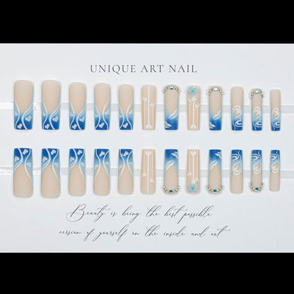 24Pcs popular relief white semi transparent floral nail art pure desire style pink small floral nail stickers Press On Nails jewelry