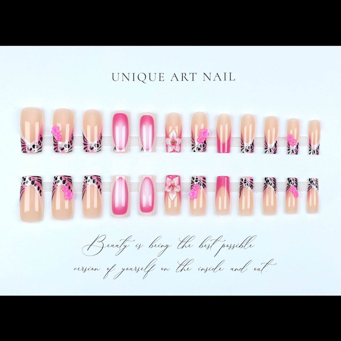24PCS American Pure Desire Style Duck billed Nail Art Duck billed Type Y2K Millennium Spicy Girl Style Long Style Press On Nails Wearable