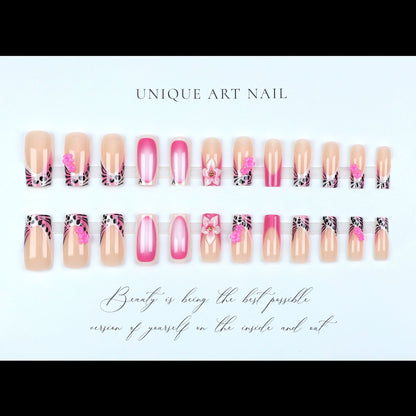 24PCS American Pure Desire Style Duck billed Nail Art Duck billed Type Y2K Millennium Spicy Girl Style Long Style Press On Nails Wearable