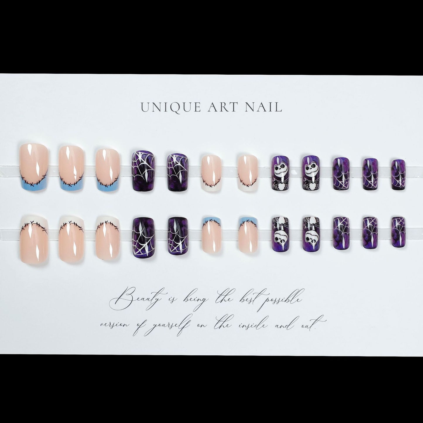 24pcs European and American Foreign Trade Halloween Christmas Nail Slices Cute Sweet Cool Ins Style Fake Nail Festival Atmosphere Press On Nails