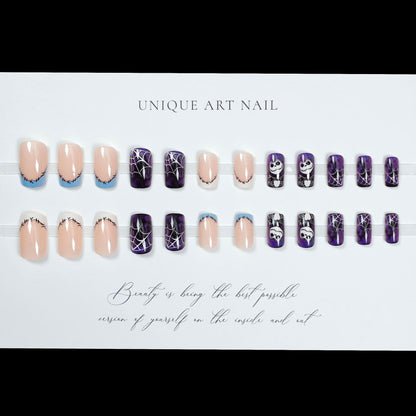 24pcs European and American Foreign Trade Halloween Christmas Nail Slices Cute Sweet Cool Ins Style Fake Nail Festival Atmosphere Press On Nails